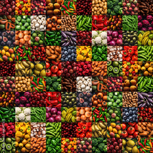 Collage of many fresh and ripe fruits and vegetables © Robert Kneschke