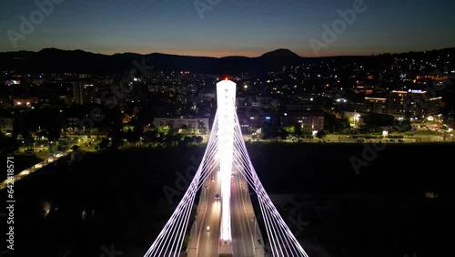 Glowing bridge in Podgorica, Montenegro.