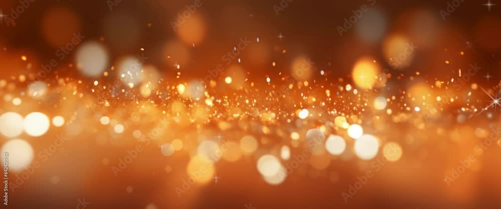 Anamorphic video orange shiny surface. Magic bokeh background