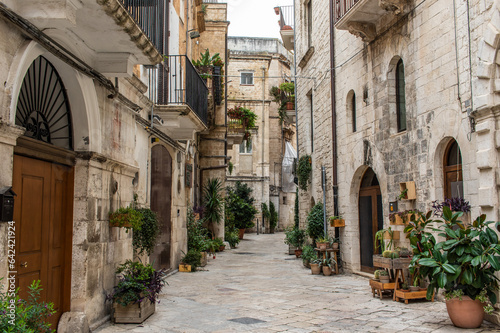Fototapeta Naklejka Na Ścianę i Meble -  Bari, Italy - one of the pearls of Puglia region, Old Town Bari displays a peculiar architecture with its narrow alleyways where it's so easy and wonderful to get lost 