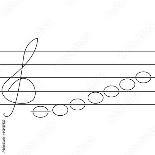 illustration, line, vector, concept, paper, element, notes first octave. teaching