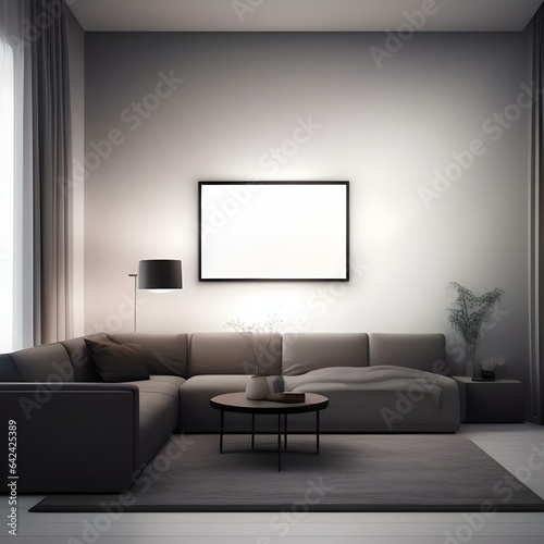 Modern corner set living room dim light
