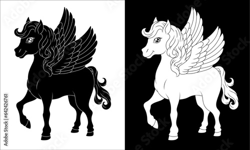 A Pegasus horse with wings ...