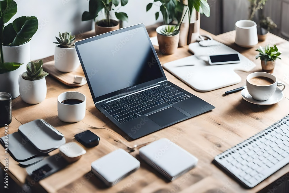 Simplicity in Design: Minimalistic Workspace with a Laptop Simplicity in Design: Minimalistic Workspace with a Laptop
