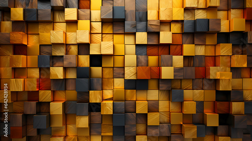 Gold abstract background wallpapers, wood blocks background,geometric, Black and gold 3d background