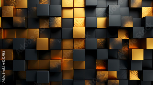 Gold abstract background wallpapers  wood blocks background geometric  Black and gold 3d background