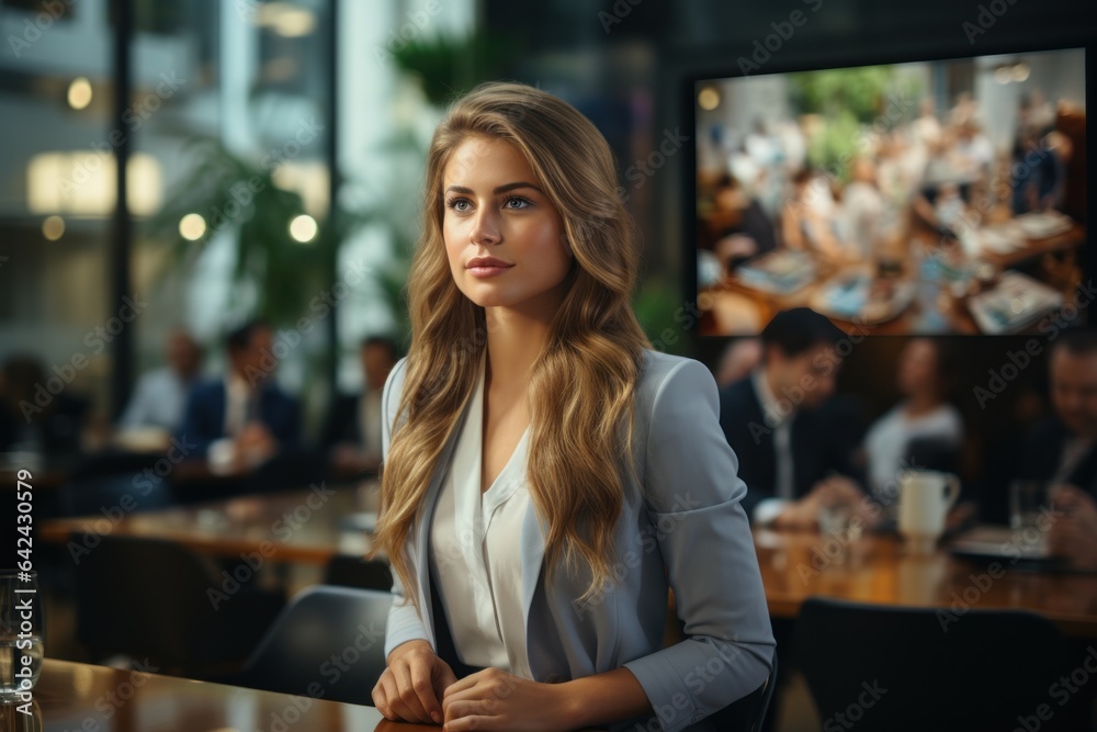 business lady at a business presentation