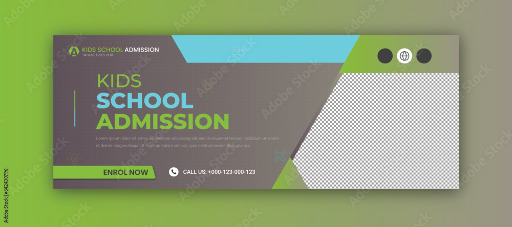 School admission social media facebook cover and web banner template School admission social media facebook cover and web banner template