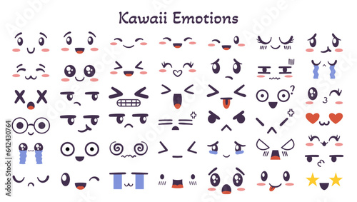 Kawaii face expressing emotion and mood