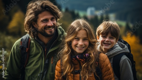 Photograph of a family hiking