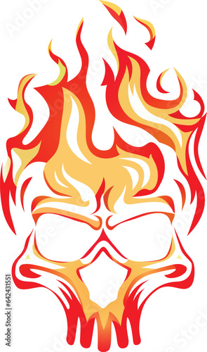 Fire skull vector logo template, Skull on fire simple company logo concept icon, symbol stock vector image, flaming skull clip art