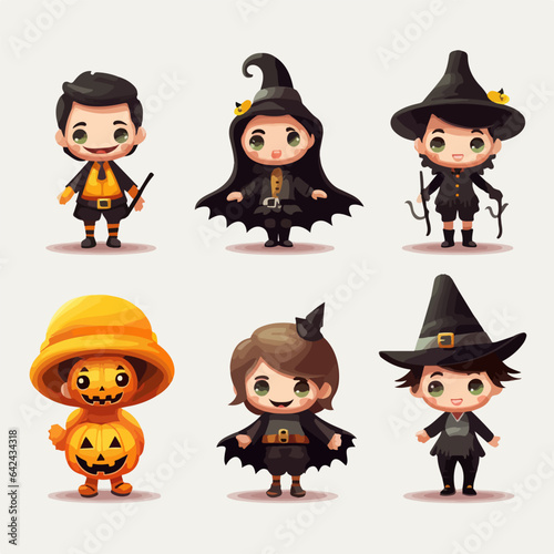 Fall-themed Halloween vector art. AI Generation.