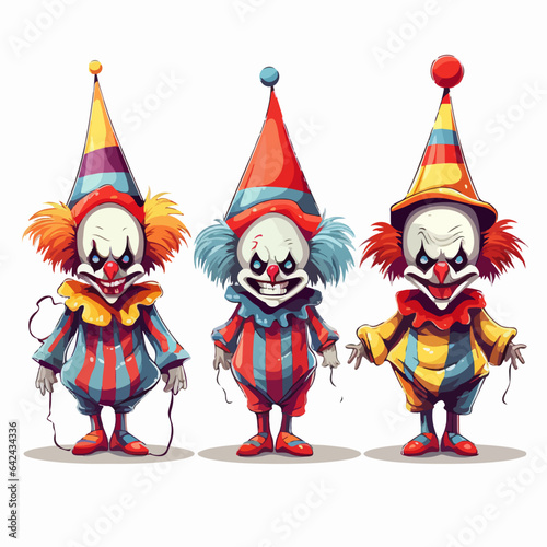 Halloween clown depicted in chilling art. AI Generation.