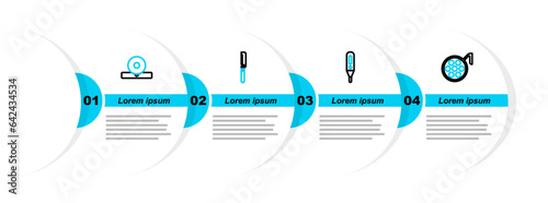 Set line Surgery lamp, Medical digital thermometer, saw and Otolaryngological head reflector icon. Vector