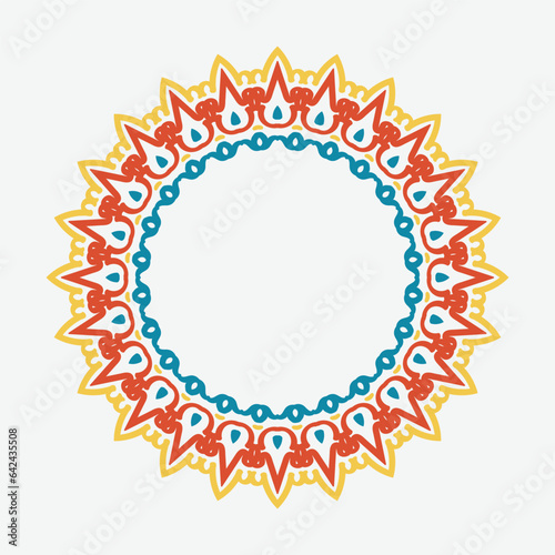 Decorative circle frame. Rounded ring with ornate ornament in oriental and arabic style antique disk with patterned vector ornament.