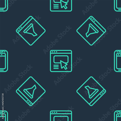 Set line UI or UX design, Browser window and Mobile phone on seamless pattern. Vector