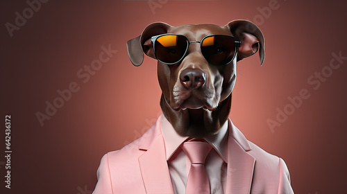 pitbull dog in formal suit and shirt