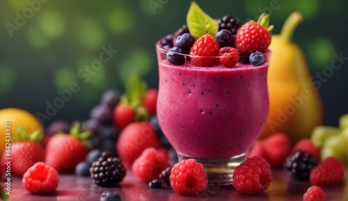 fruit smoothie with berries and fruit, Generative AI