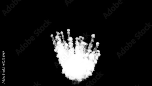 Explosion with fast white smoke dissipation isolated with an alpha channel