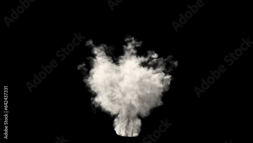Explosion with slow white smoke dissipation isolated with an alpha channel