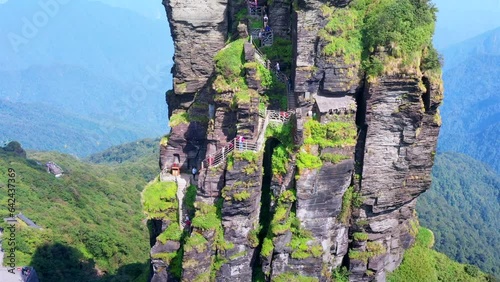 Aerial view of Mount Fanjing in Tongren, Guizhou Province, China