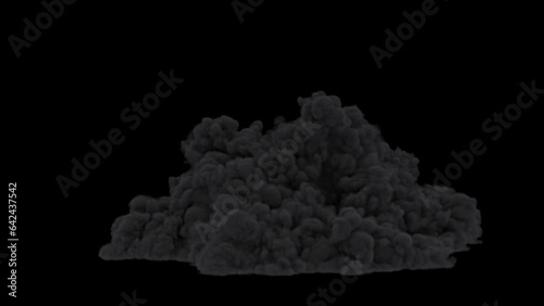 Explosion with heavy black smoke and fire isolated with an alpha channel