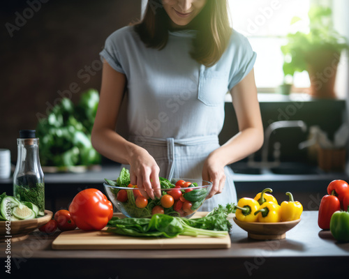 Woman Preparing Healthy Keto Diet Meals in a Modern Kitchen 