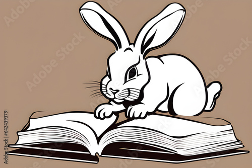 rabbit reading a book. Generative AI © 주용 엄