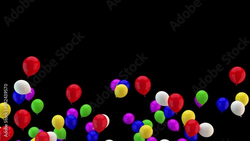 lowly rising colorful balloons isolated with alpha channel 