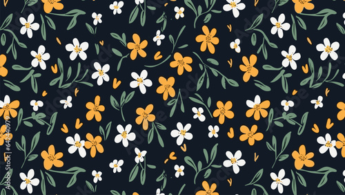 Hand drawn seamless floral pattern print, bouquets, flower compositions 