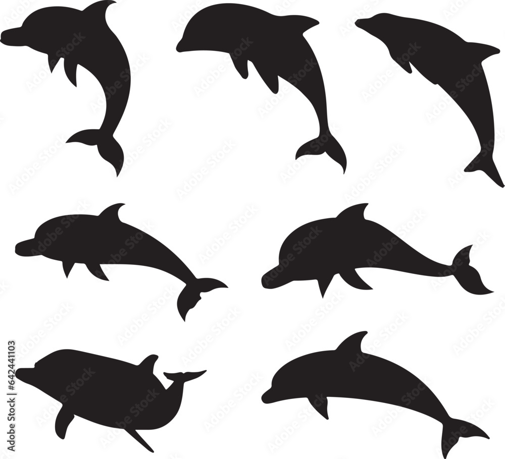 Obraz premium Dolphin Silhouette Vector Pack