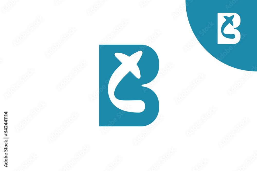 Letter B airplane logo vector design