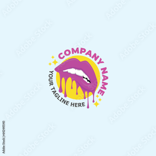 Melting lips illustration mascot logo vector