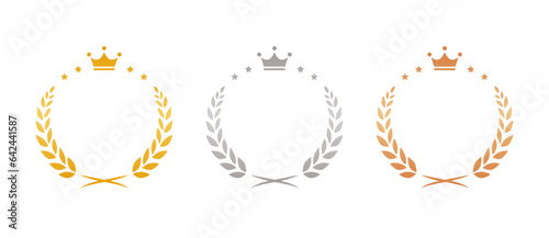 ゴールド シルバー ブロンズの月桂樹フレーム ランキング ベクターイラスト