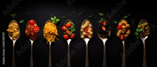 Forks  Spoons  and Tasty Pasta on White Background - Flat Lay