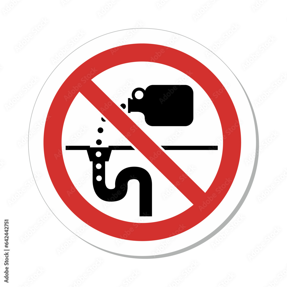 ISO Prohibition Circular Sign: No Dumping (Drain) Symbol ISO Prohibition Circular Sign: No Dumping (Drain) Symbol