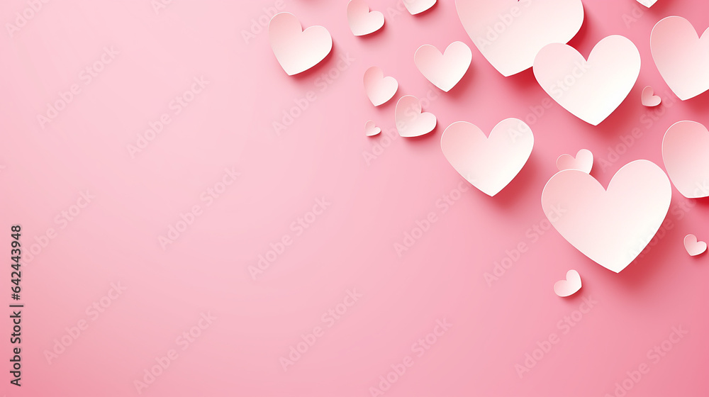 Valentines day background with light pink paper heart