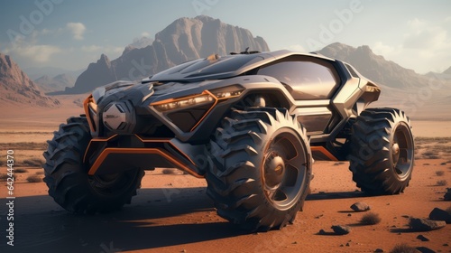 Futuristic All-Terrain Marvel Roaming Free in Desert Wonders