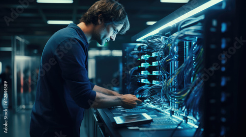 Data center engineers troubleshooting network issues and optimizing data flows