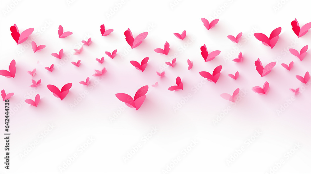 Valentines Day greeting card and romantic paper flying with butterfly shape Valentines Day greeting card and romantic paper flying with butterfly shape