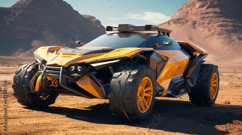 Futuristic All-Terrain Marvel Roaming Free in Desert Wonders