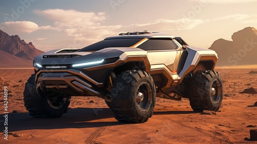 Desert Dreamscape Unleashed in Luxury Bliss: Futuristic 4x4 Cars Roaming Free