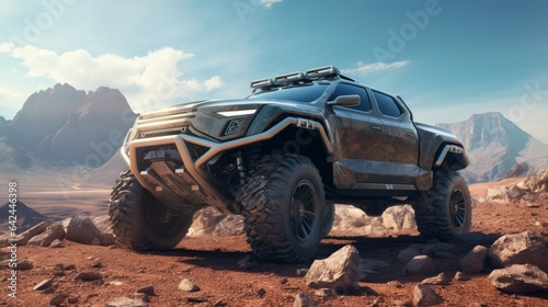 Desert Dreamscape Unleashed in Luxury Bliss: Futuristic 4x4 Cars Roaming Free © Yaroslav Herhalo
