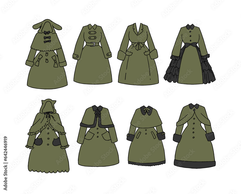 Naklejka premium オリーブのコートのイラストセット