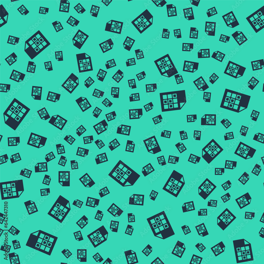 Black Lottery ticket icon isolated seamless pattern on green background. Bingo, lotto, cash prizes. Financial success, prosperity, victory, winnings luck. Vector