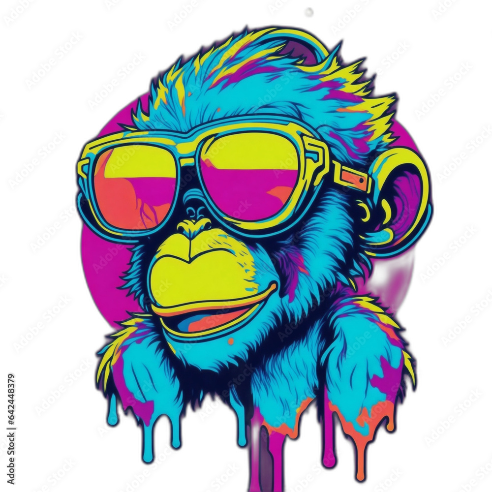 Cool and chilled monkey with sunglasses. Artwork created with Generative AI