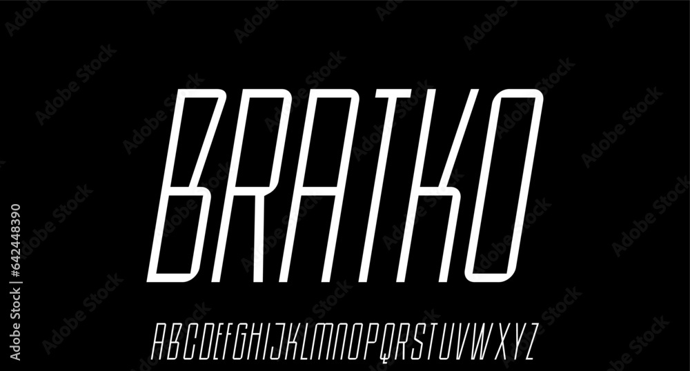 BRATKO futuristic thin lines font vector	
