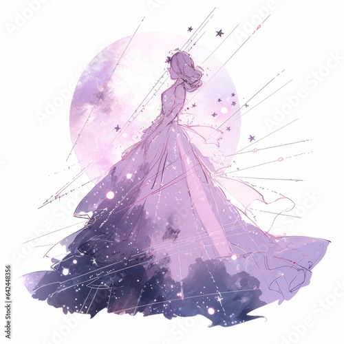 Lavender Dreams: A Girl's Ethereal Journey Through the Stars