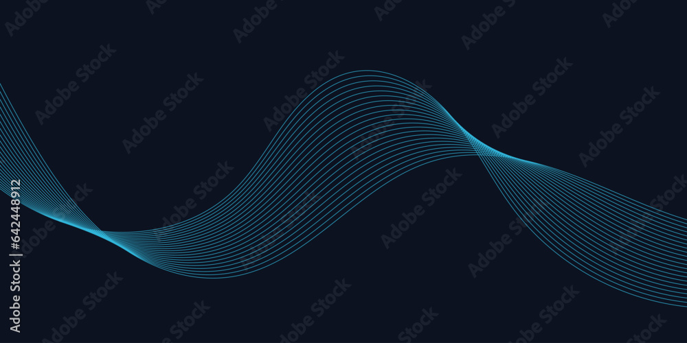 Abstract vector background with blue wavy lines. Blue wave background ...