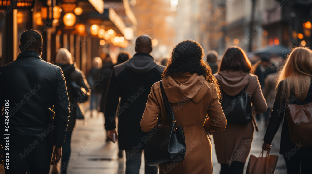 A crowded street with a diversity of people A crowded street with a diversity of people